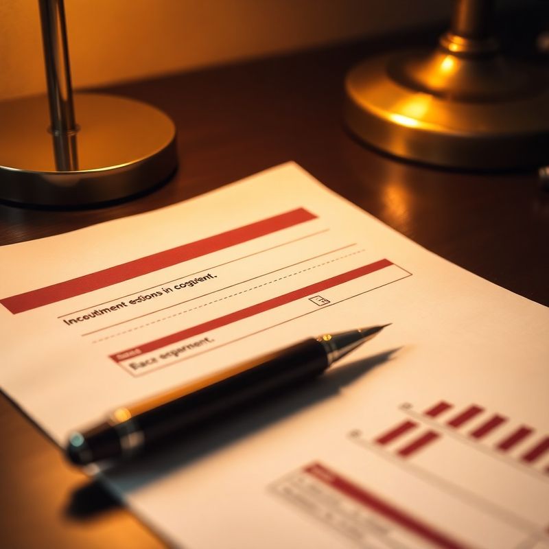 Document financiar structurat cu accente burgund pe hârtie crem, stilou alături